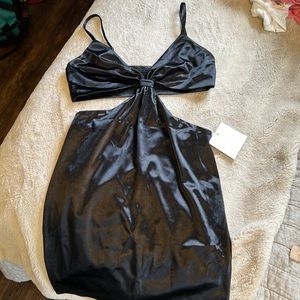 Just Quella black satin dress from Amazon. New with tags